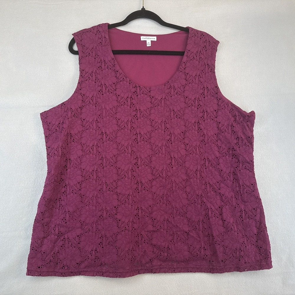Croft&Barrow Women's Size 2X Top Lace, Sleeveless Blouse